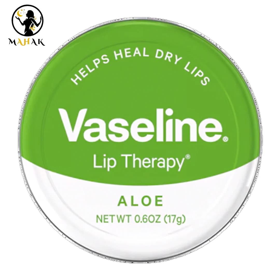 بالم لب سبز کاسه ای فلزی وازلین vaseline مدل آلوئه ورا aloe vera