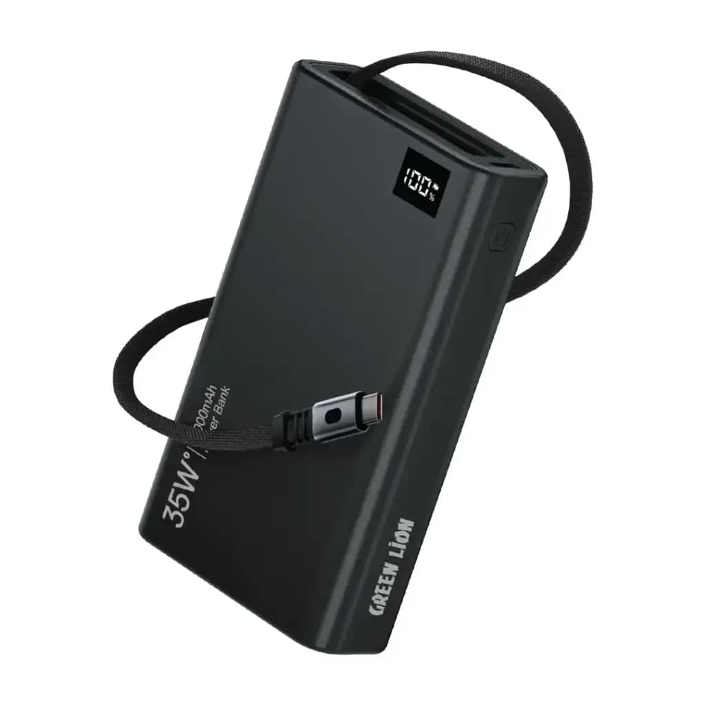 پاوربانک گرین لاین مدل Retractable ظرفیت ۱۰ هزار میلی‌آمپر