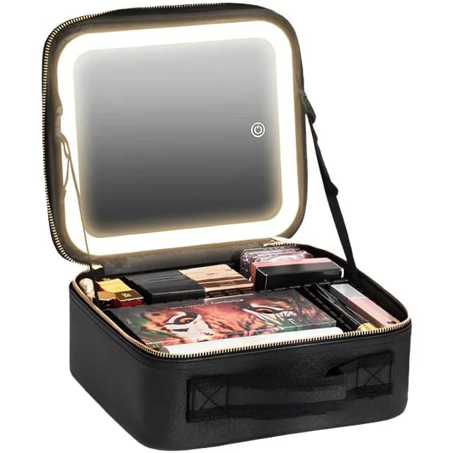 کیف لوازم آرایشی گرین لاین با آینه چراغ‌دار لمسی مدل Makeup Organizer