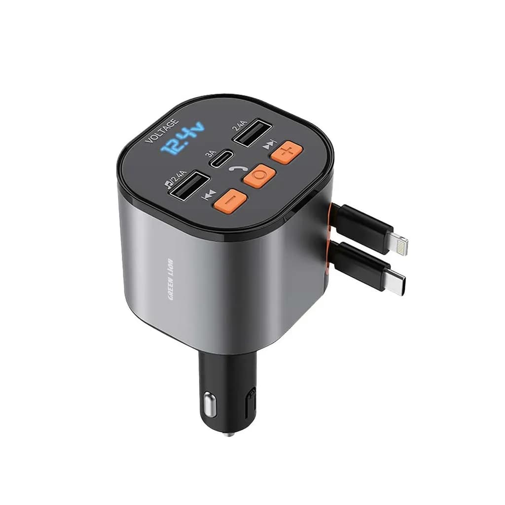 شارژر فندکی فلش‌خور چند‌کاره‌ی گرین لاین مدل FM Retractable 50W Car Charger — تصویر ۱۰