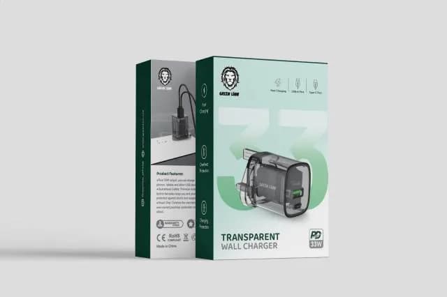 شارژر دیواری 33 وات گرین لاین مدل transparent — تصویر ۳