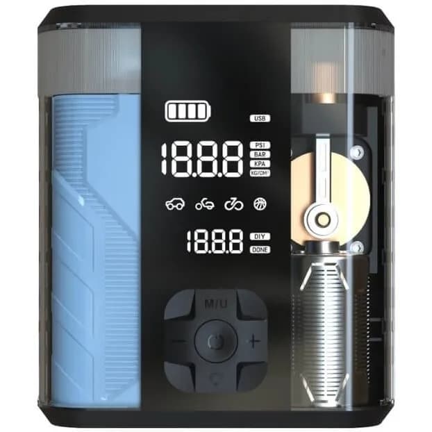 جامپ استارتر و پمپ باد و پاوربانک پاورلوژی مدل 8800mAh Jump Start Air Compressor – Transparent — تصویر ۶