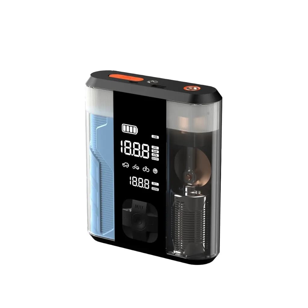جامپ استارتر و پمپ باد و پاوربانک پاورلوژی مدل 8800mAh Jump Start Air Compressor – Transparent — تصویر ۲