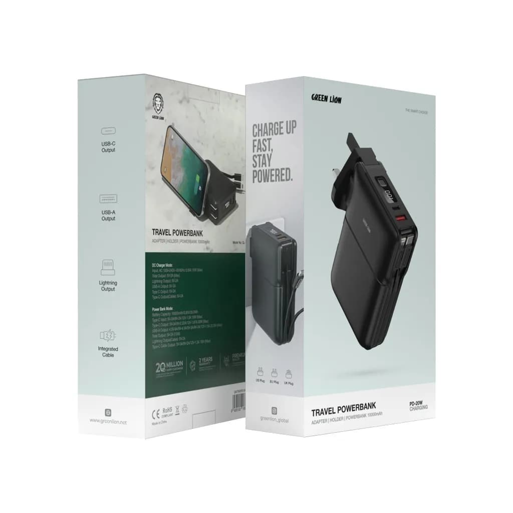پاوربانک و آداپتور گرین لاین مدل Travel Powerbank ظرفیت 10000 میلی آمپر ساعت — تصویر ۳