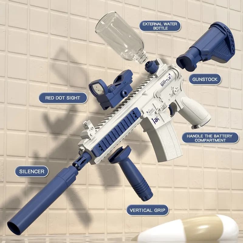 تفنگ آب پاش رگباری شارژی قابلیت نصب بطری M416 — تصویر ۶