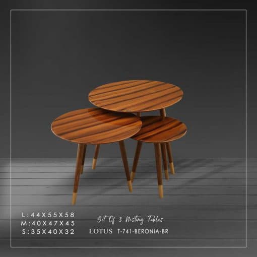 میز عسلی سه تکه چوبی مدل BERONIA کد T-741 — تصویر ۹