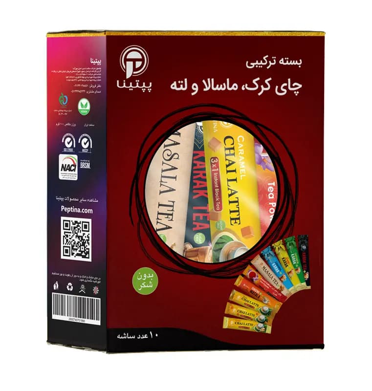 بسته ترکیبی چای کرک، ماسالا و لته پپتینا (شیرین شده با استویا)