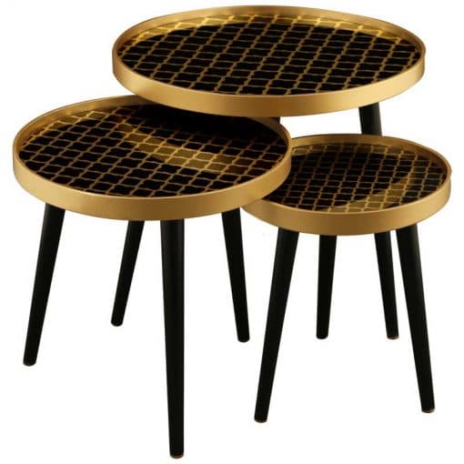 میز عسلی سه تکه لوتوس مدل ALMA کد T-731 MONZA رنگ GOLD