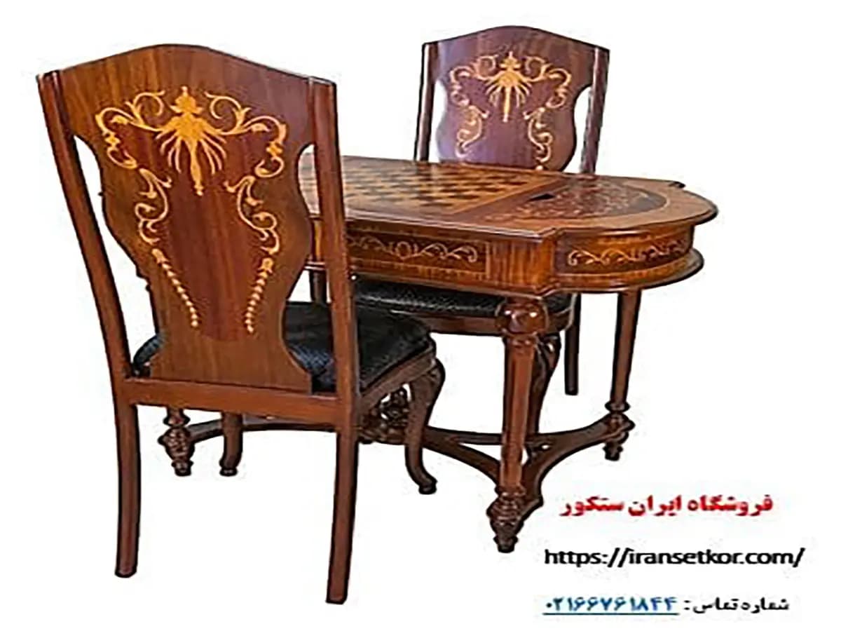 میز و صندلي شطرنج و تخته نرد معرق كاري شده {ارسال به سراسر کشور} — تصویر ۷
