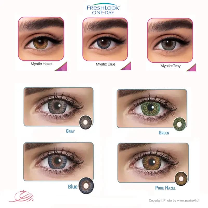 لنز رنگی فرشلوک freshlook مدل روزانه رنگ سبز Green — تصویر ۳