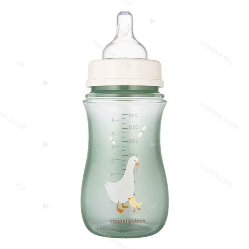 شیشه شیر طلقی آنتی کولیک 240 میل طرح غاز کانپول Canpol — تصویر ۳
