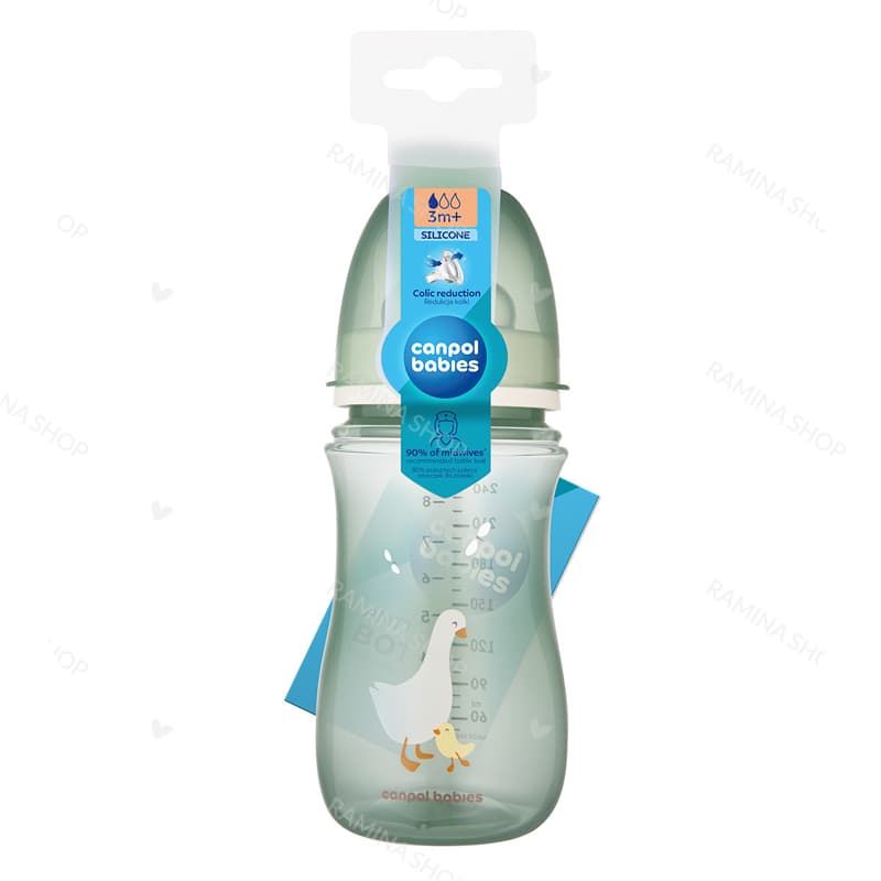 شیشه شیر طلقی آنتی کولیک 240 میل طرح غاز کانپول Canpol — تصویر ۴