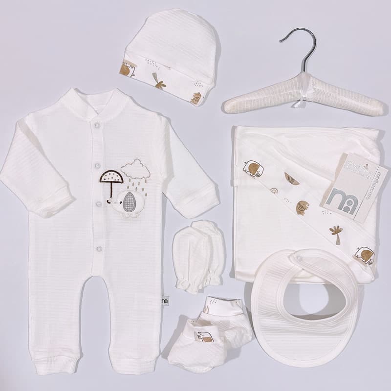ست لباس بیمارستانی نوزادی اسپرت 7 تکه طرح فیل و چتر مادرکر Mothercare
