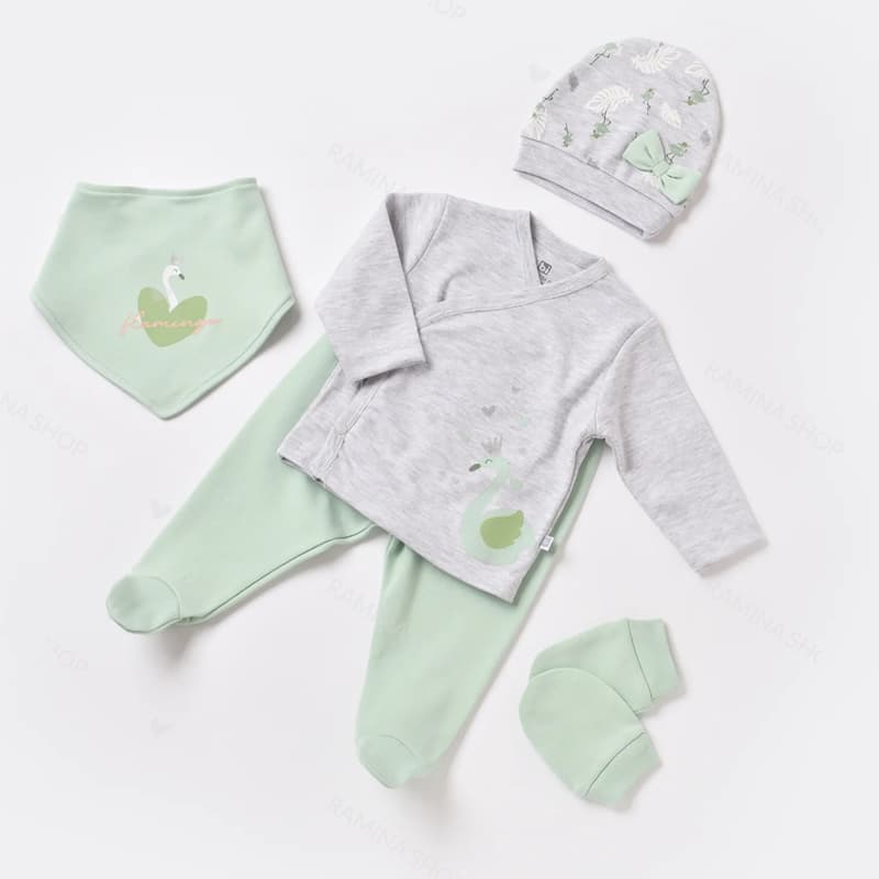 ست لباس بیمارستانی نوزادی دخترانه 5 تکه طرح فلامینگو بی بیبی Bi Baby