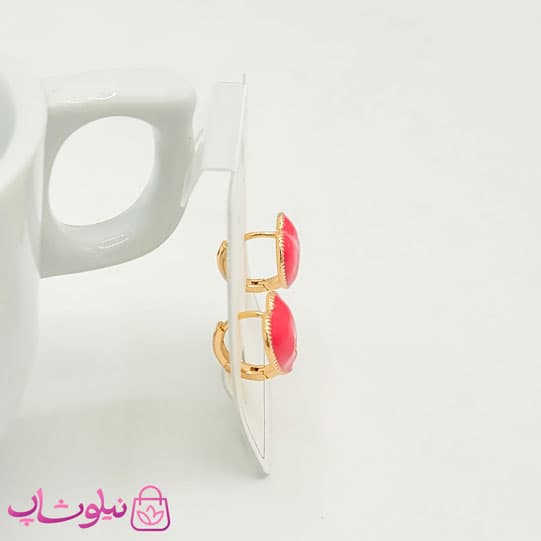 گوشواره بچگانه ژوپینگ مدل قلب صورتی کد 821 — تصویر ۵