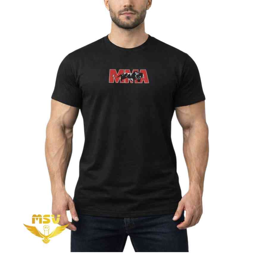 تیشرت ساده مشکی سوپر نخ پنبه طرح MMA