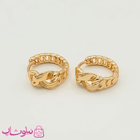 گوشواره ظریف حلقه ای ژوپینگ طرحدار کد 571 — تصویر ۲