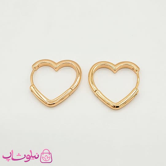 گوشواره دخترانه ژوپینگ قلب توخالی طلایی رنگ کد 219 — تصویر ۳