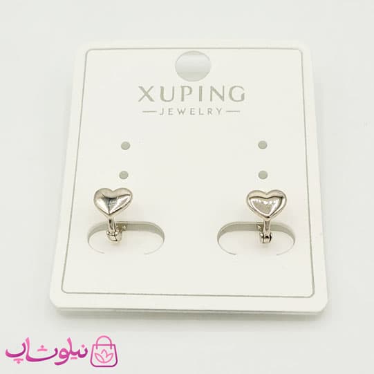 گوشواره حلقه ای ریز ژوپینگ قلبی سیلور کد 791