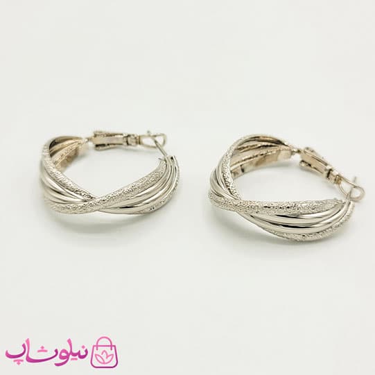 گوشواره حلقه ای طرحدار ژوپینگ سیلور کد 1241