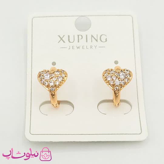 گوشواره حلقه ای کوچک ژوپینگ قلبی نگیندار کد 891