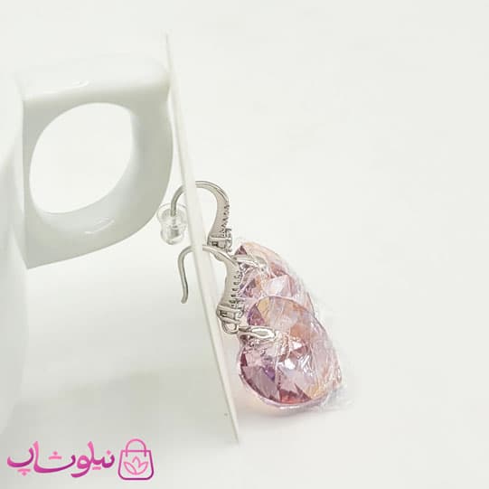 گوشواره ژوپینگ با کریستال سواروسکی صورتی کد 4491 — تصویر ۵