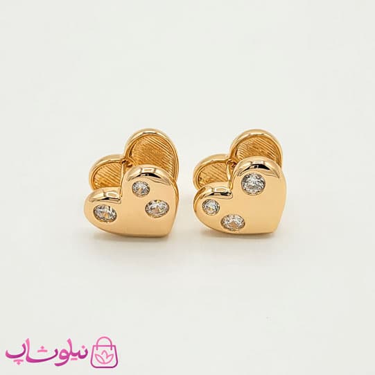 گوشواره دخترانه ژوپینگ قلبی دو طرفه کد 90