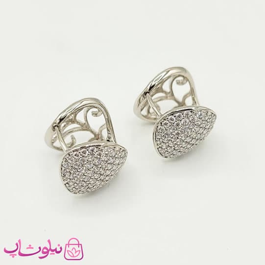گوشواره حلقه ای ژوپینگ پرنگین نقره ای کد 112