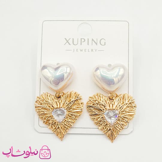 گوشواره دخترانه ژوپینگ مدل قلب و مروارید — تصویر ۲