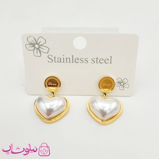 گوشواره زنانه طرح قلب سفید