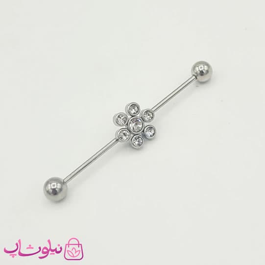 پیرسینگ گوش نگیندار نقره ای — تصویر ۳