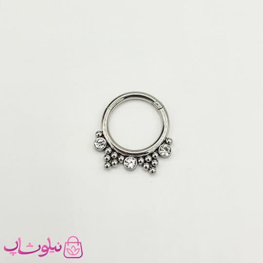 پیرسینگ بینی یا گوش استیل نگیندار نقره ای