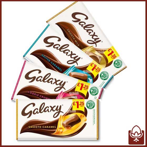 شکلات تخته‌ای گلکسی 100 گرمی در 4 طعم جذاب | Galaxy Chocolate Bar – طعم شیر، کارامل، کارامل نمکی و کوکی کرانچ