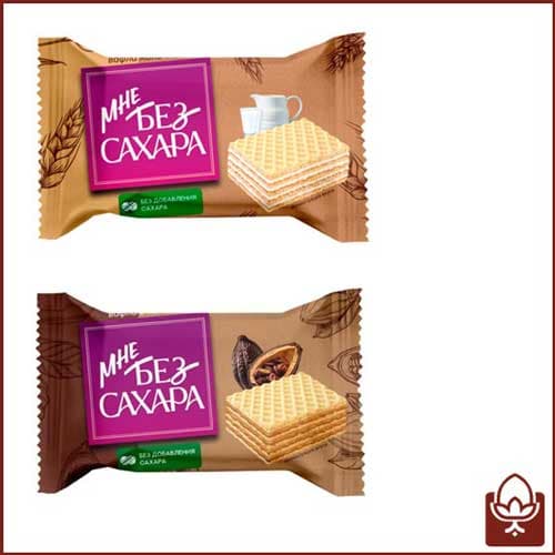 ویفر بدون قند روسی آکوند در 2 طعم شیری و شکلاتی | Akond Sugar Free Wafers