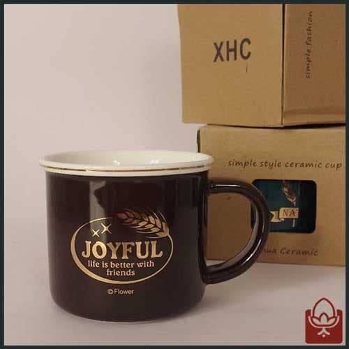 ماگ سرامیکی کلاسیک طرح Joyful مدل XHC-202 – چاپ طلایی