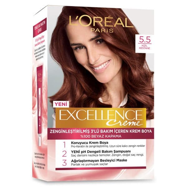 کیت رنگ موی لورآل سری Excellence شماره 5.5 رنگ بلوطی