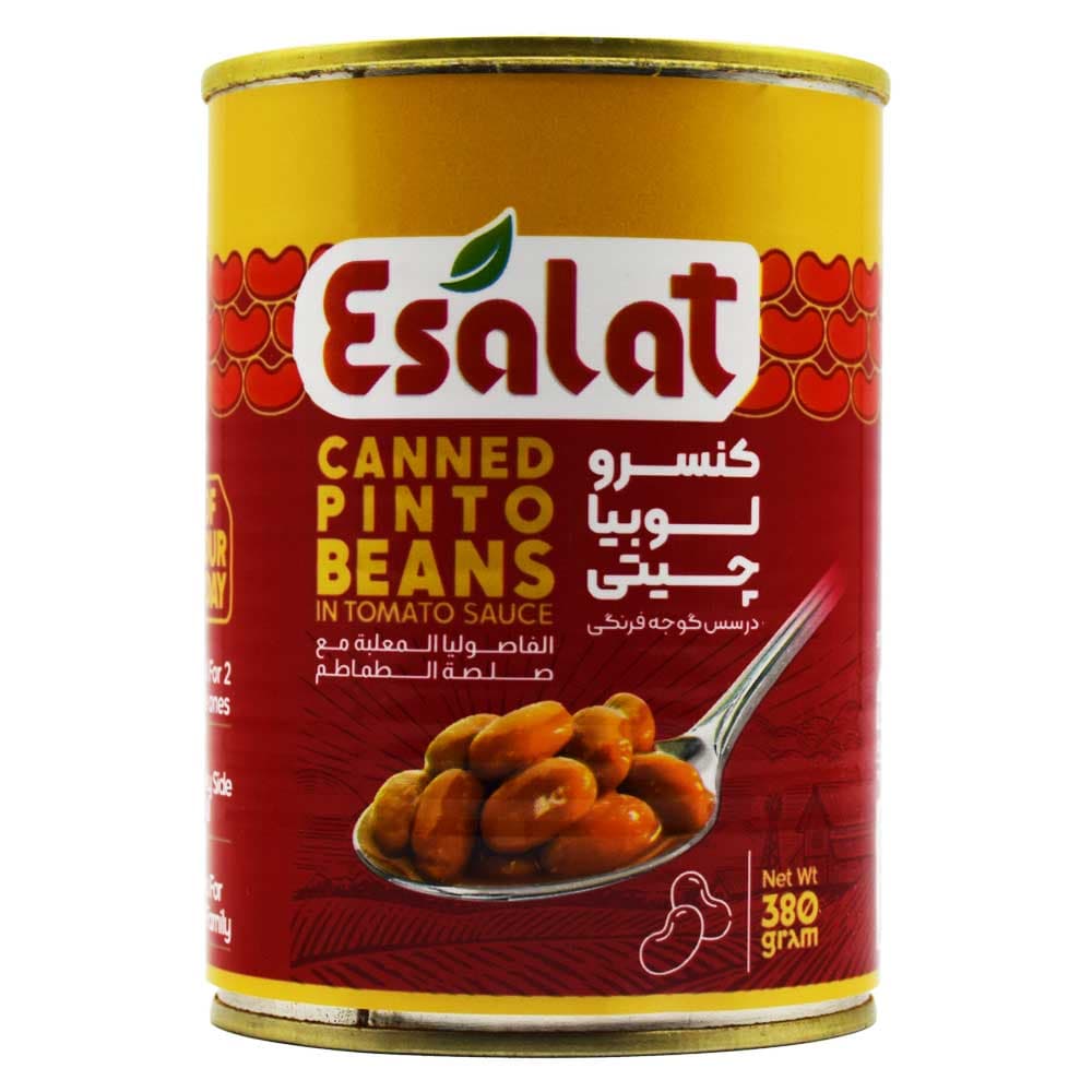 کنسرو لوبیا چیتی در سس گوجه فرنگی اصالت ESALAT وزن 380 گرم
