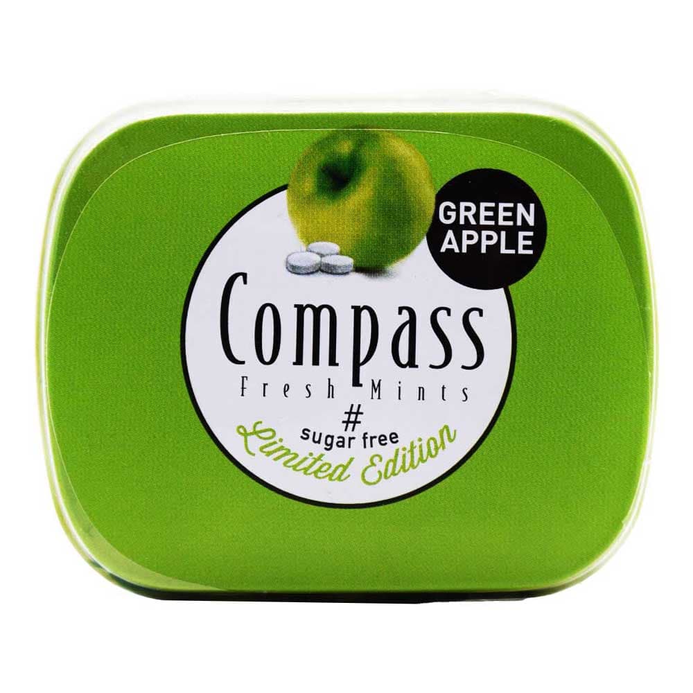 خوش بو کننده دهان کامپس COMPASS اصل آلمان رایحه سیب سبز بسته 14 گرمی