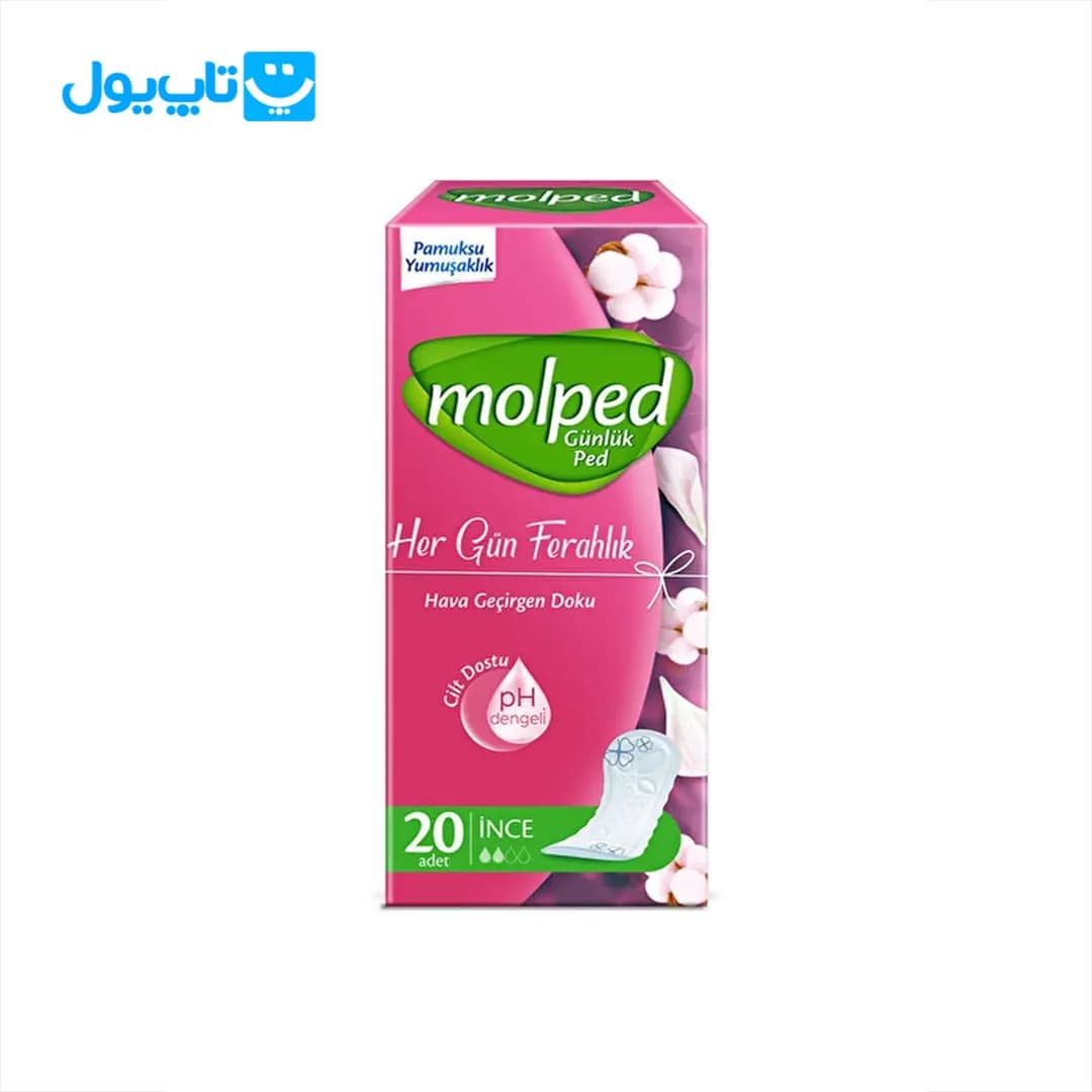 پد روزانه پنبه ای مولپد Molped مدل everyday freshness بسته 20 عددی