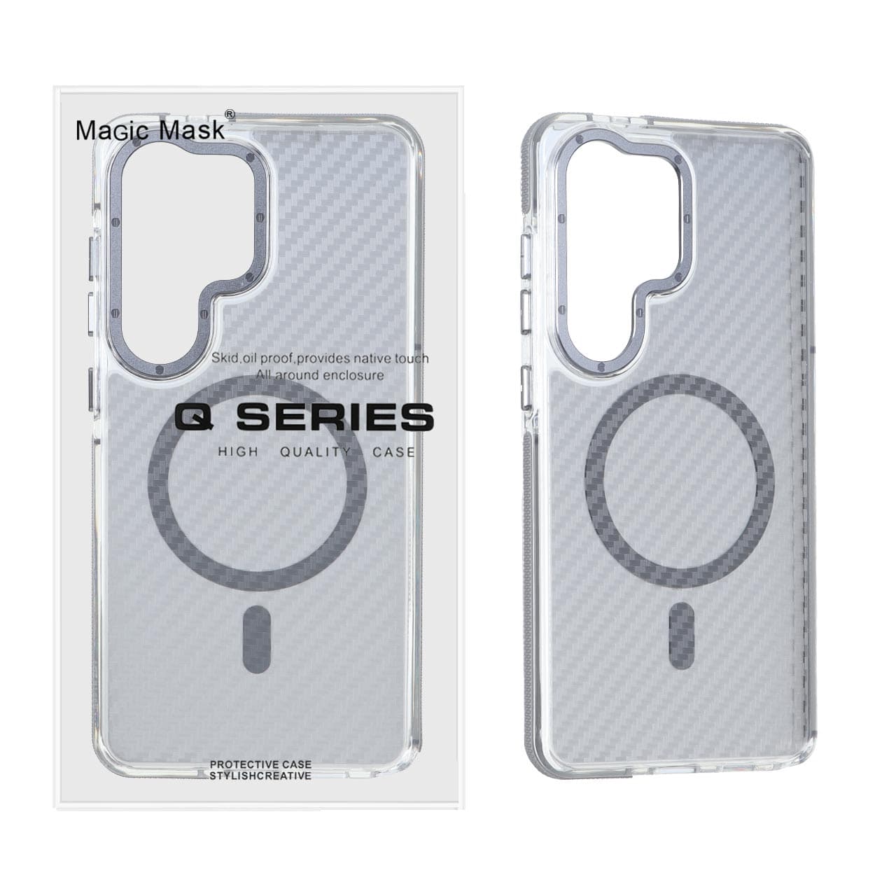قاب اورجینال Q Series پشت کربن MagSafe مدل Samsung Galaxy S26 Ultra – خاکستری (پک دار)