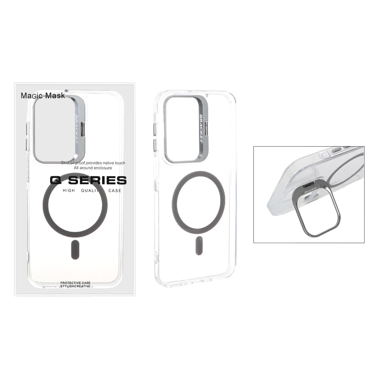 قاب اورجینال Q Series Bracket کریستالی Magsafe لنز استندشو Samsung Galaxy A17 / A16 / A26 – مشکی (پک دار) — تصویر ۳