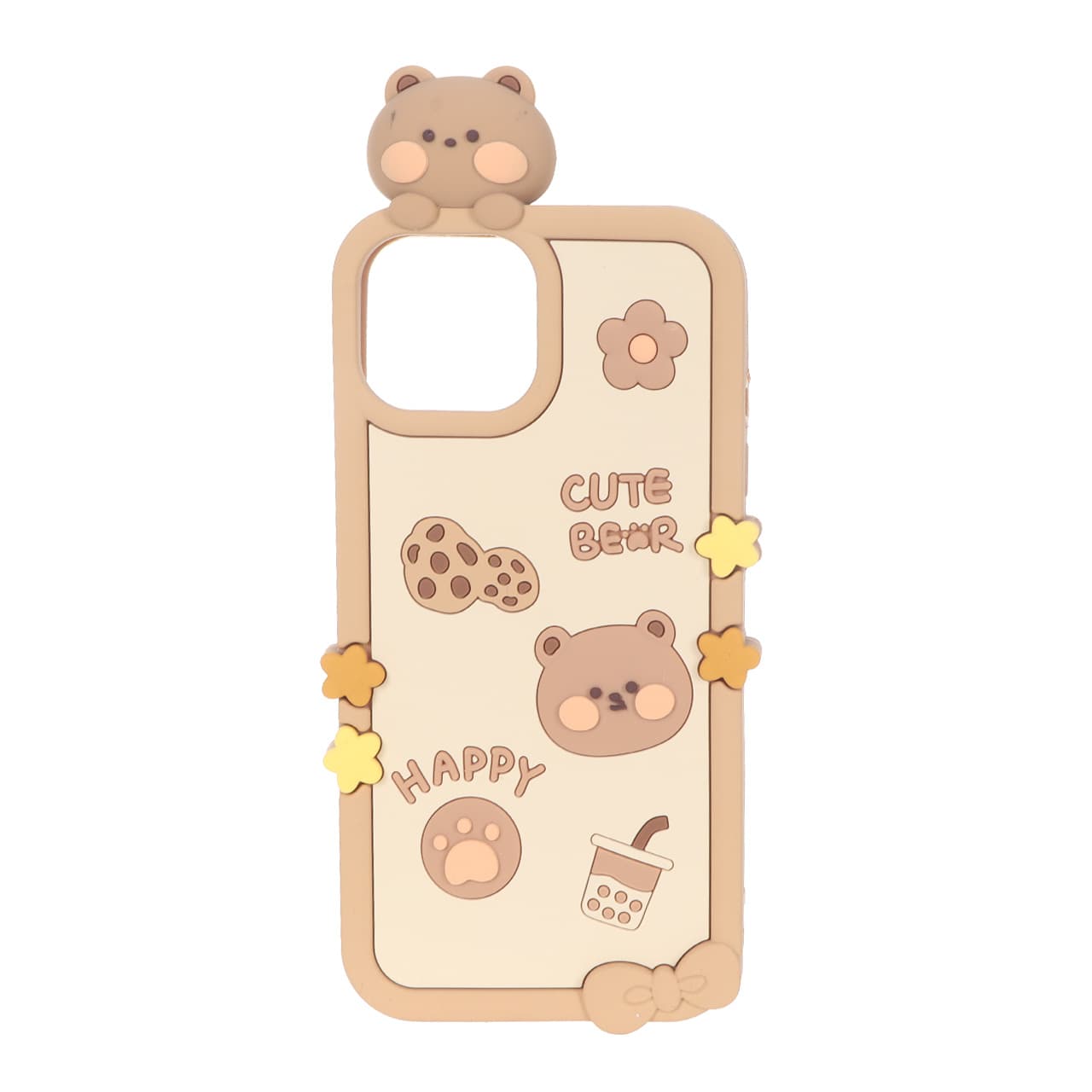 قاب سیلیکونی عروسک دار CUTE BEAR مدل Apple iPhone 15 / iPhone 14 / iPhone 13 – نسکافه ای