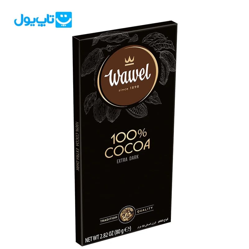 شکلات تخته ای واول Wawel مدل تلخ 100 درصد 80 گرم — تصویر ۳