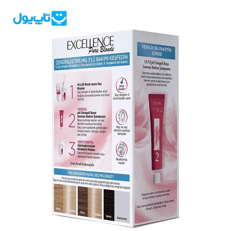 کیت رنگ مو لورآل Loreal مدل Excellence Creme شماره 01 بلوند فوق العاده روشن — تصویر ۳