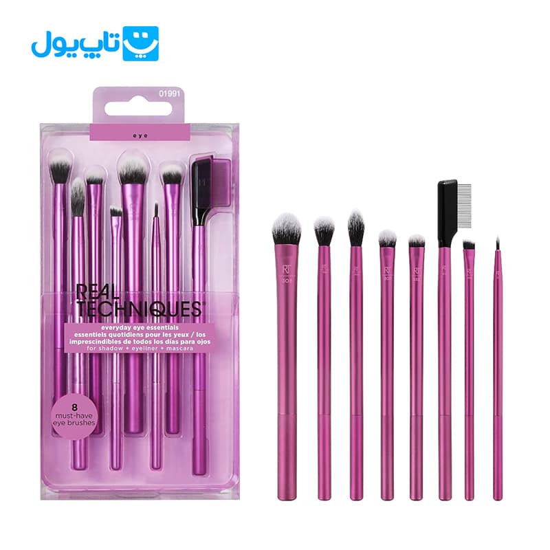 ست براش ریل تکنیک Real techniques مدل everyday eye essentials بسته 8 عددی