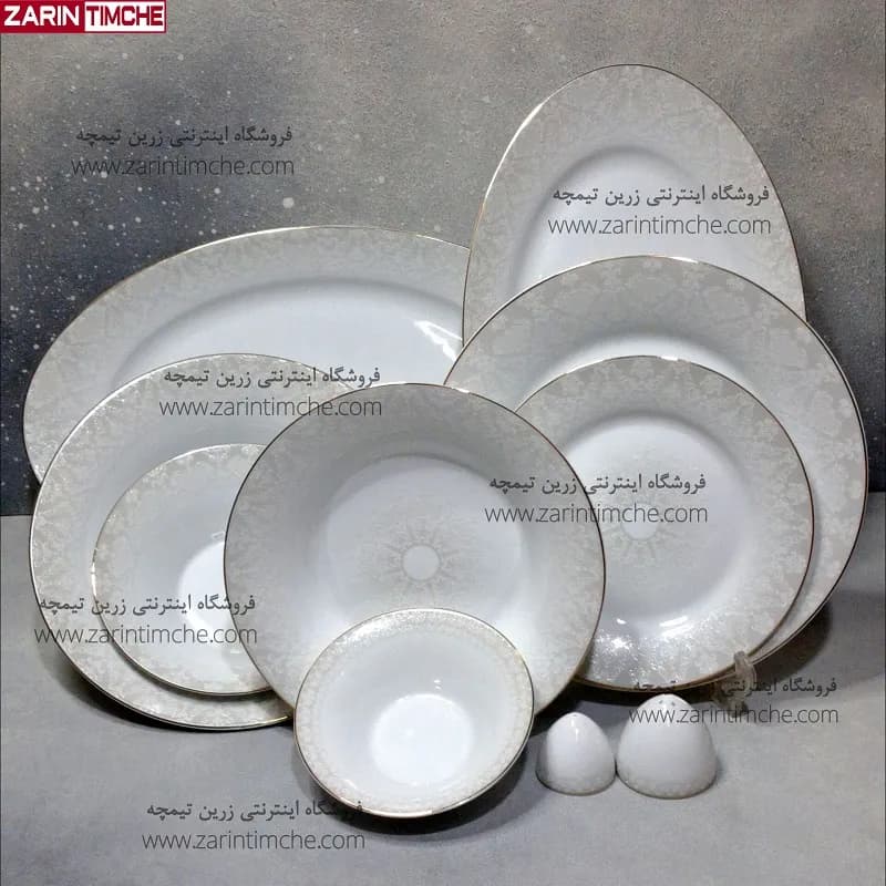 سرویس شش نفره غذاخوری 35 پارچه چینی زرین مدل سریر سپید — تصویر ۵
