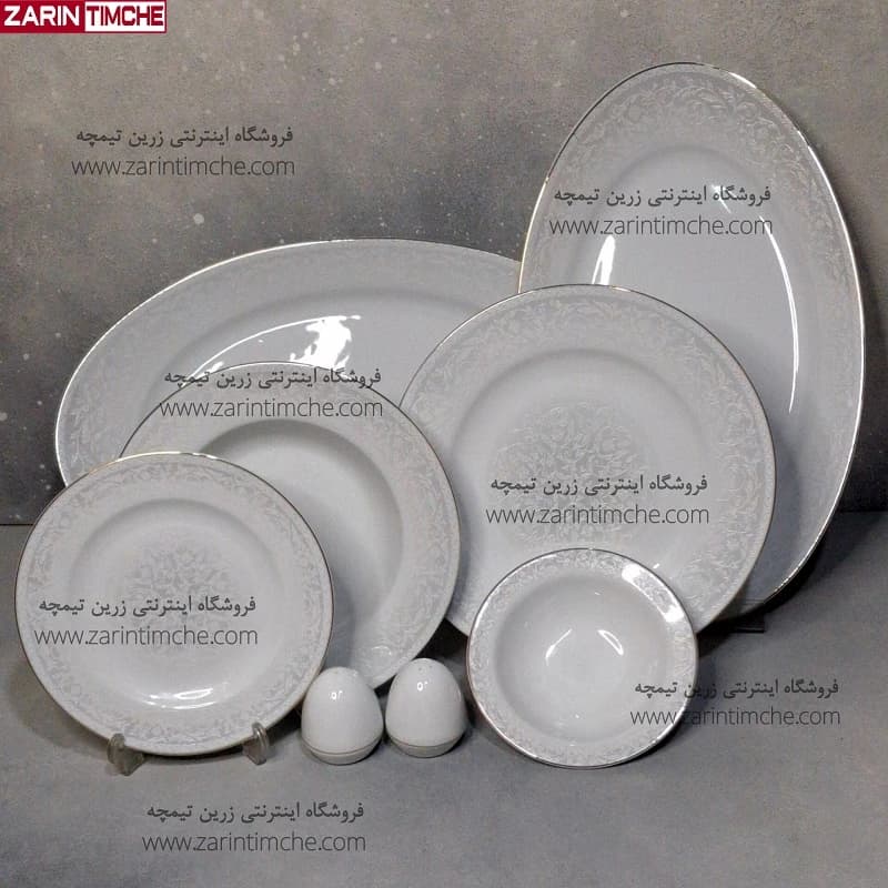 سرویس شش نفره غذاخوری 28 پارچه چینی زرین مدل سیلوان