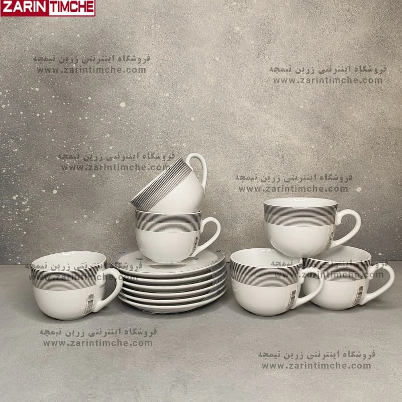 فنجان و نعلبکی چایخوری چینی زرین مدل سیلورلاینر — تصویر ۵