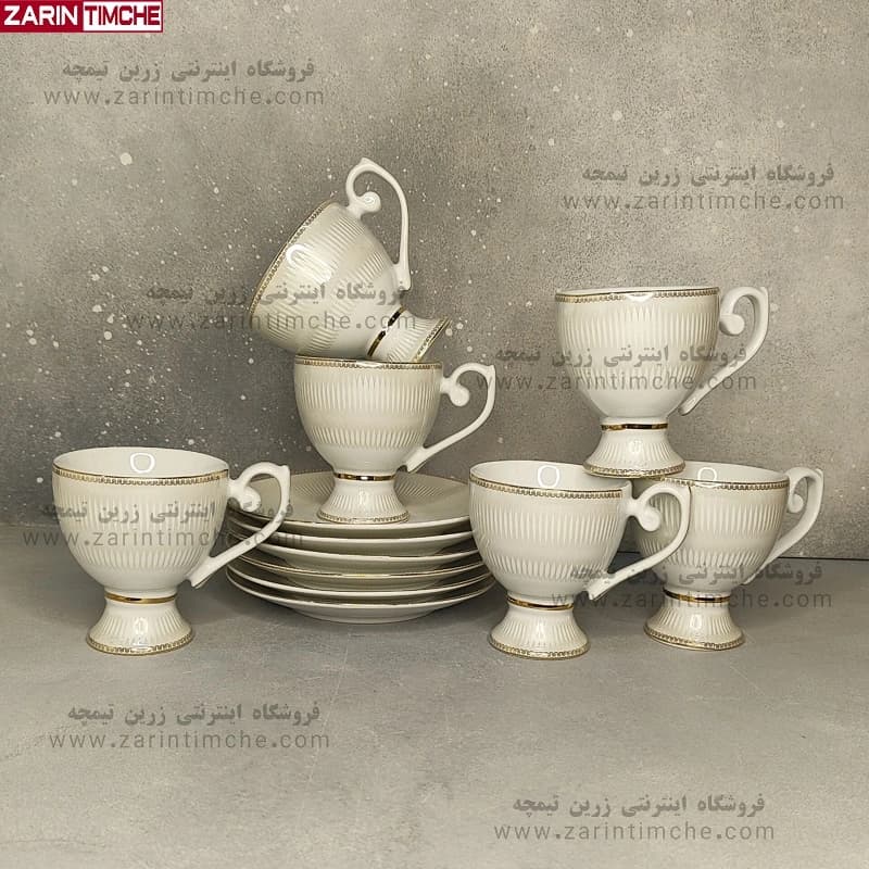 فنجان و نعلبکی چایخوری چینی لورین قالب کوئین مدل دالاهو — تصویر ۵
