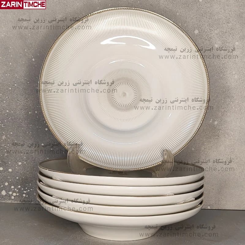بشقاب خورشت خوری چینی لورین قالب کوئین مدل دالاهو — تصویر ۴